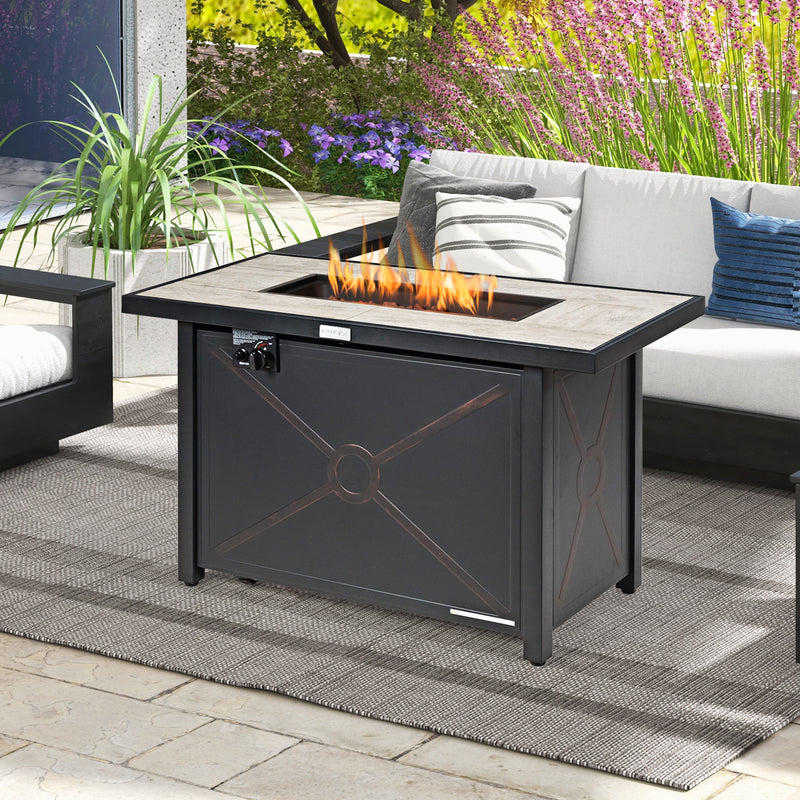 Costway - 42 Inch 60000 BTU Propane Fire Pit Table with Ceramic Tabletop