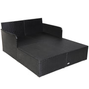 Costway - Spacious Outdoor Rattan Daybed with Upholstered Cushions and Pillows-Gray