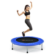 Costway - 38 Inch Mini Folding Trampoline Portable Leisure Fitness Backboard-Blue