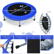 Costway - 38 Inch Mini Folding Trampoline Portable Leisure Fitness Backboard-Blue