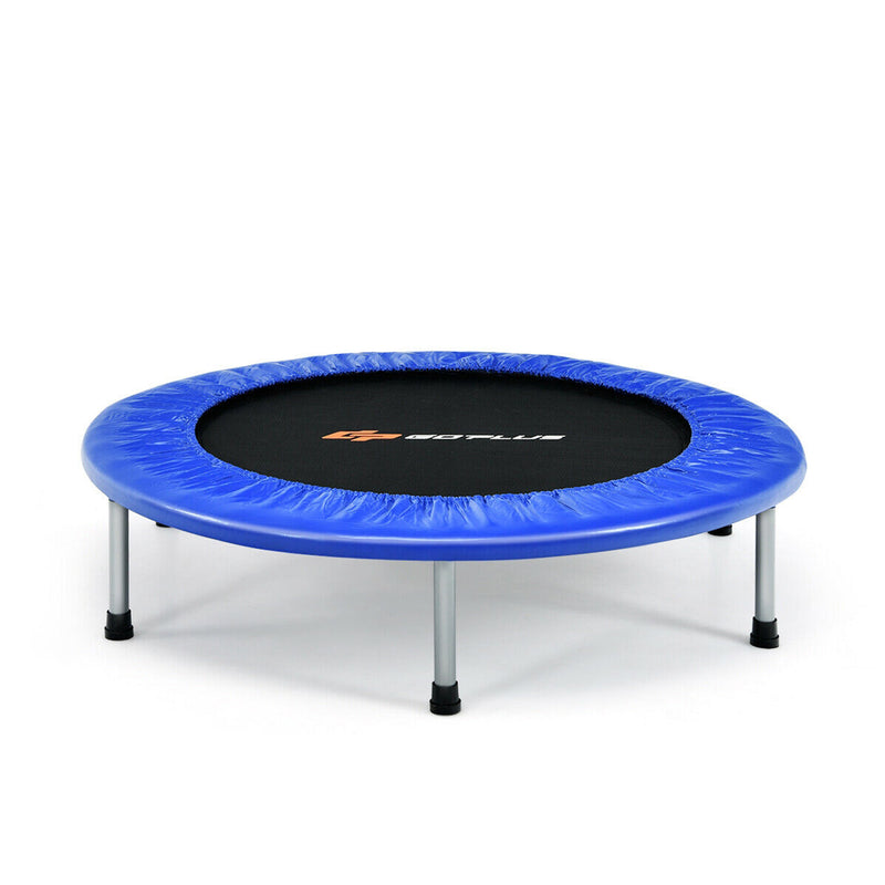 Costway - 38 Inch Mini Folding Trampoline Portable Leisure Fitness Backboard-Blue