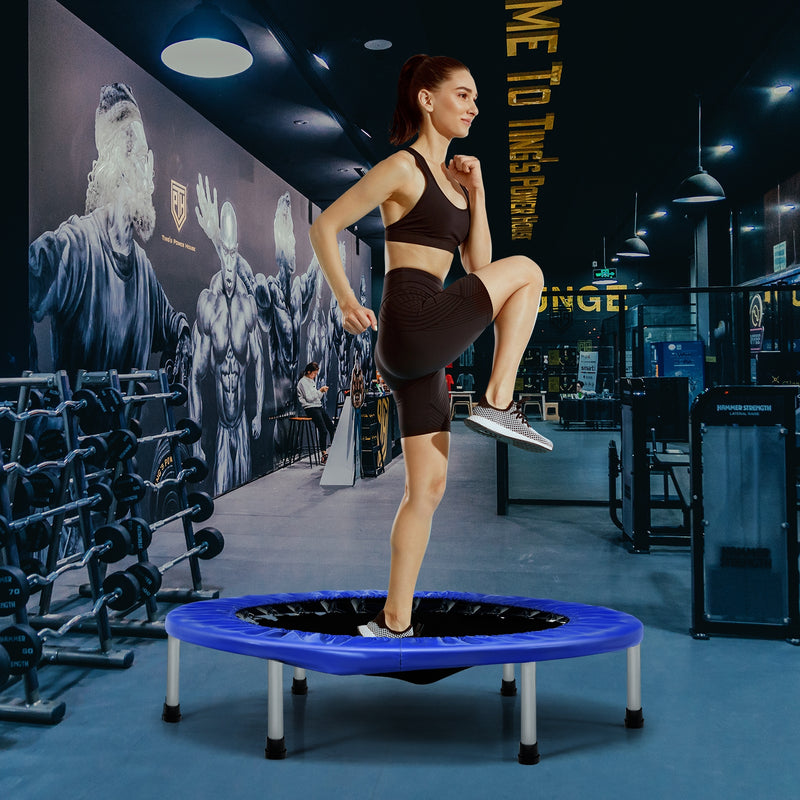 Costway - 38 Inch Mini Folding Trampoline Portable Leisure Fitness Backboard-Blue