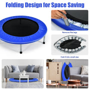Costway - 38 Inch Mini Folding Trampoline Portable Leisure Fitness Backboard-Blue