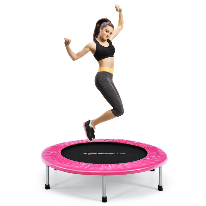 Costway - 38 Inch Mini Folding Trampoline Portable Leisure Fitness Backboard-Pink