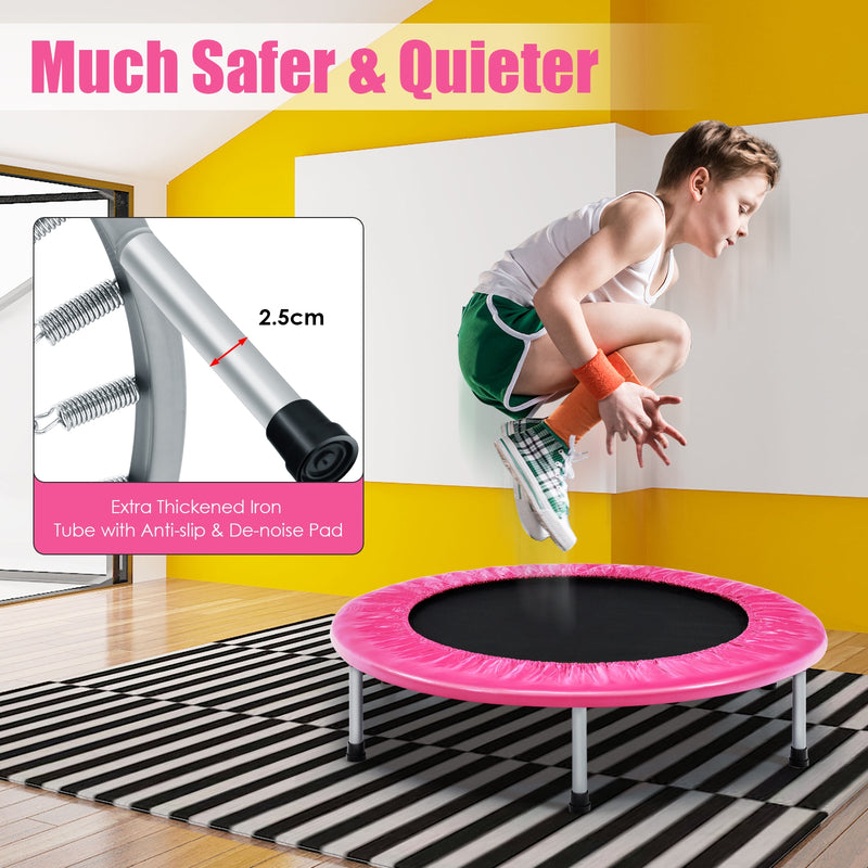 Costway - 38 Inch Mini Folding Trampoline Portable Leisure Fitness Backboard-Pink
