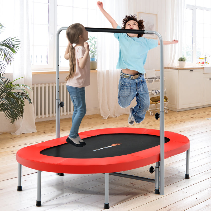 Costway - 2-Person Foldable Mini Kids Fitness Rebounder Trampoline-Red