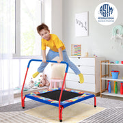 Costway - 36 Inch Kids Indoor Outdoor Square Trampoline with Foamed Handrail-Blue