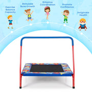 Costway - 36 Inch Kids Indoor Outdoor Square Trampoline with Foamed Handrail-Blue