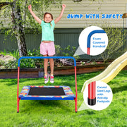 Costway - 36 Inch Kids Indoor Outdoor Square Trampoline with Foamed Handrail-Blue