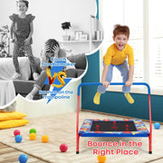 Costway - 36 Inch Kids Indoor Outdoor Square Trampoline with Foamed Handrail-Blue