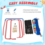 Costway - 36 Inch Kids Indoor Outdoor Square Trampoline with Foamed Handrail-Blue