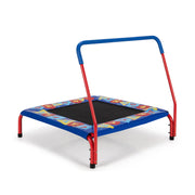 Costway - 36 Inch Kids Indoor Outdoor Square Trampoline with Foamed Handrail-Blue