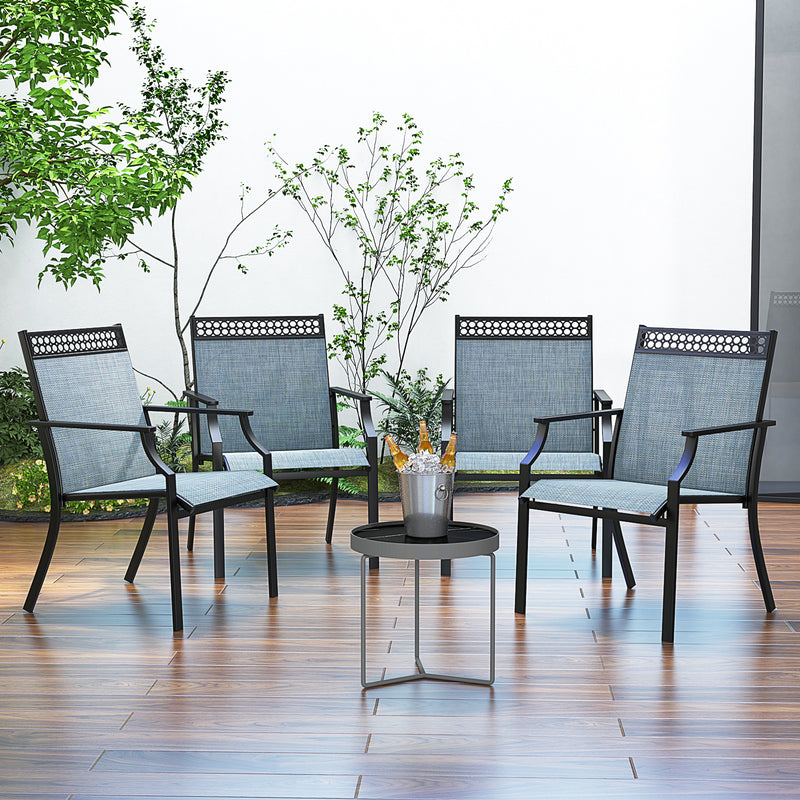 Costway - Patio Chairs Set of 2 with All Weather Breathable Fabric-Blue