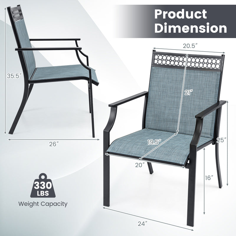 Costway - Patio Chairs Set of 2 with All Weather Breathable Fabric-Blue