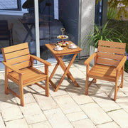 Costway - 2 Piece Patio Hardwood Chair with Slatted Seat and Inclined Backrest