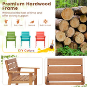 Costway - 2 Piece Patio Hardwood Chair with Slatted Seat and Inclined Backrest