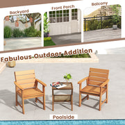 Costway - 2 Piece Patio Hardwood Chair with Slatted Seat and Inclined Backrest