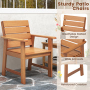Costway - 2 Piece Patio Hardwood Chair with Slatted Seat and Inclined Backrest
