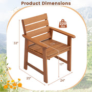 Costway - 2 Piece Patio Hardwood Chair with Slatted Seat and Inclined Backrest