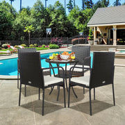 Costway - 4 Pieces Patio Wicker Rattan Dining Set with Comfy Cushions