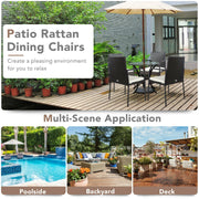Costway - 4 Pieces Patio Wicker Rattan Dining Set with Comfy Cushions