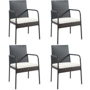 Costway - 4 Pieces Patio Wicker Rattan Dining Set with Comfy Cushions