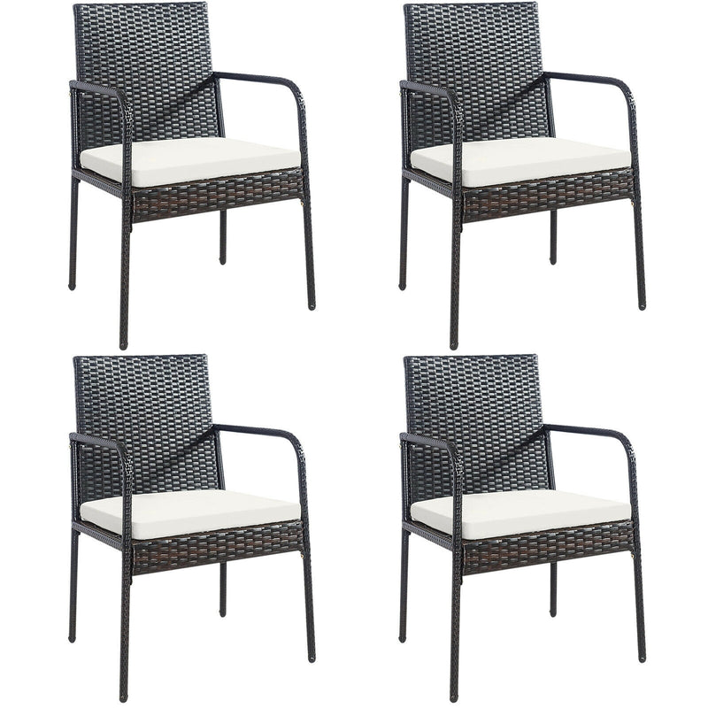 Costway - 4 Pieces Patio Wicker Rattan Dining Set with Comfy Cushions