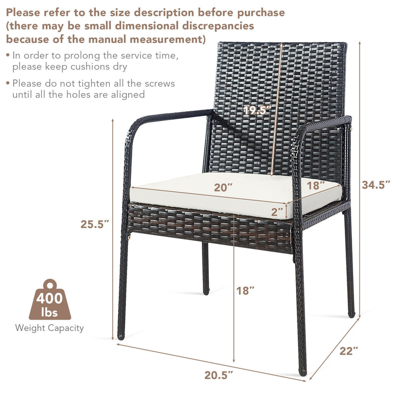 Costway - 4 Pieces Patio Wicker Rattan Dining Set with Comfy Cushions