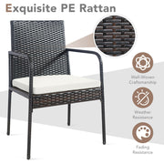 Costway - 4 Pieces Patio Wicker Rattan Dining Set with Comfy Cushions