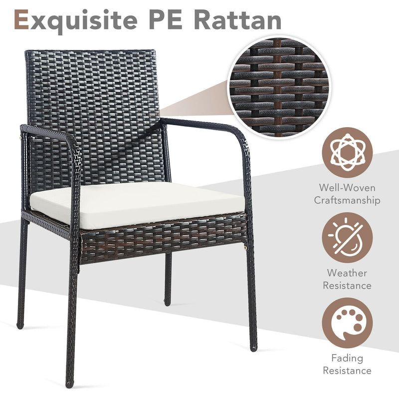Costway - 4 Pieces Patio Wicker Rattan Dining Set with Comfy Cushions