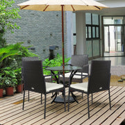 Costway - 4 Pieces Patio Wicker Rattan Dining Set with Comfy Cushions