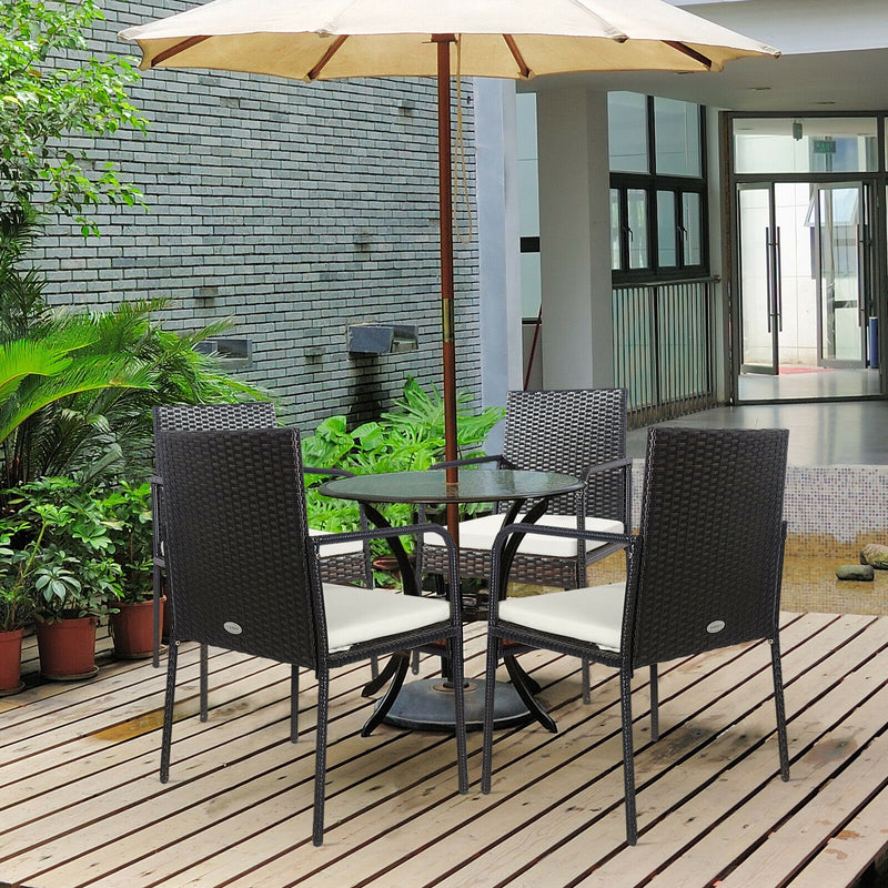Costway - 4 Pieces Patio Wicker Rattan Dining Set with Comfy Cushions