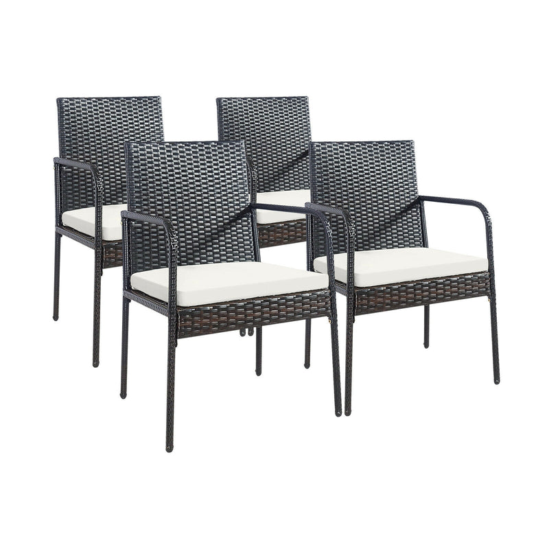 Costway - 4 Pieces Patio Wicker Rattan Dining Set with Comfy Cushions