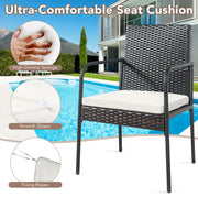 Costway - 4 Pieces Patio Wicker Rattan Dining Set with Comfy Cushions