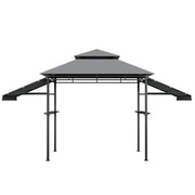 Costway - 13.5 x 4 Feet Patio BBQ Grill Gazebo Canopy with Dual Side Awnings-Gray