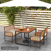 Costway - 4 Pieces Acacia Wood Patio Dining Set with 1 Rectangular Table