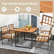 Costway - 4 Pieces Acacia Wood Patio Dining Set with 1 Rectangular Table