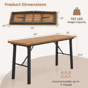 Costway - Outdoor Dining Table and Bench Set with Acacia Wood Top for Yard Garden Poolside