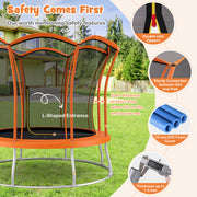 Costway - 10 Feet Unique Flower Shape Trampoline with Galvanized Steel Frame-Orange