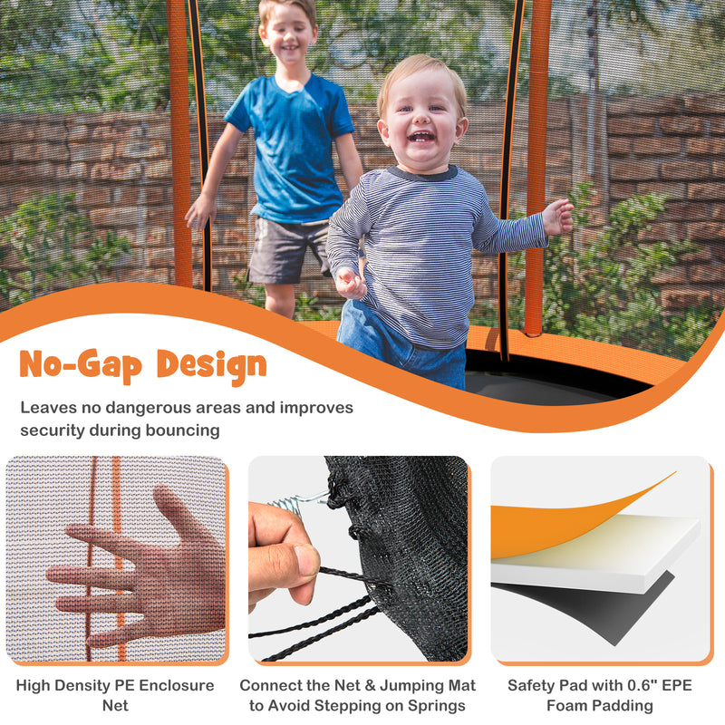 Costway - 10 Feet Unique Flower Shape Trampoline with Galvanized Steel Frame-Orange