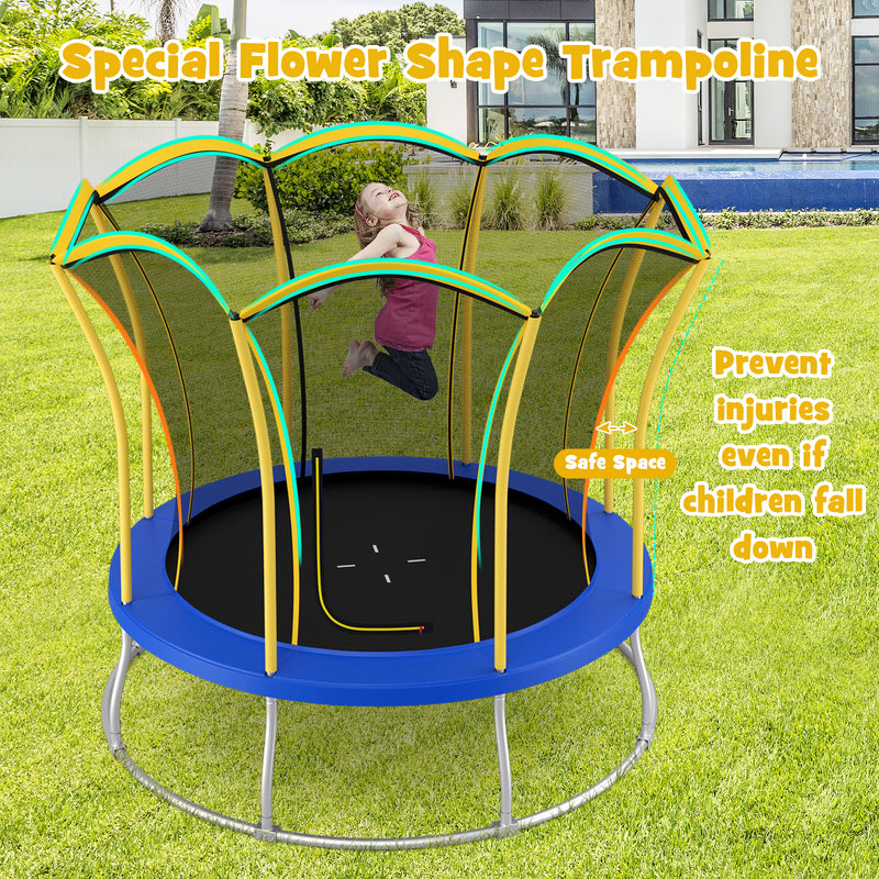 Costway - 10 Feet Unique Flower Shape Trampoline with Galvanized Steel Frame-Yellow