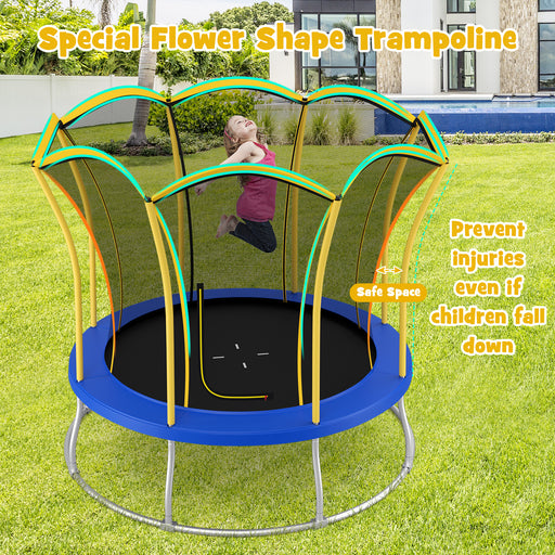 Costway - 10 Feet Unique Flower Shape Trampoline with Galvanized Steel Frame-Yellow