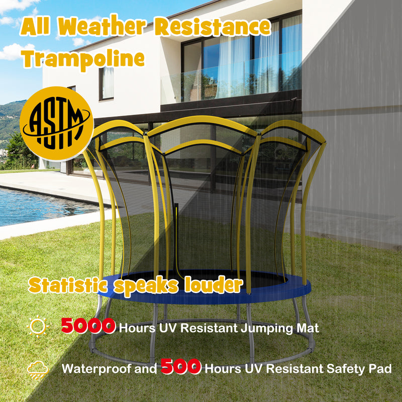 Costway - 10 Feet Unique Flower Shape Trampoline with Galvanized Steel Frame-Yellow