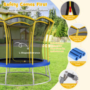 Costway - 10 Feet Unique Flower Shape Trampoline with Galvanized Steel Frame-Yellow