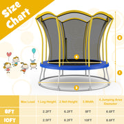 Costway - 10 Feet Unique Flower Shape Trampoline with Galvanized Steel Frame-Yellow