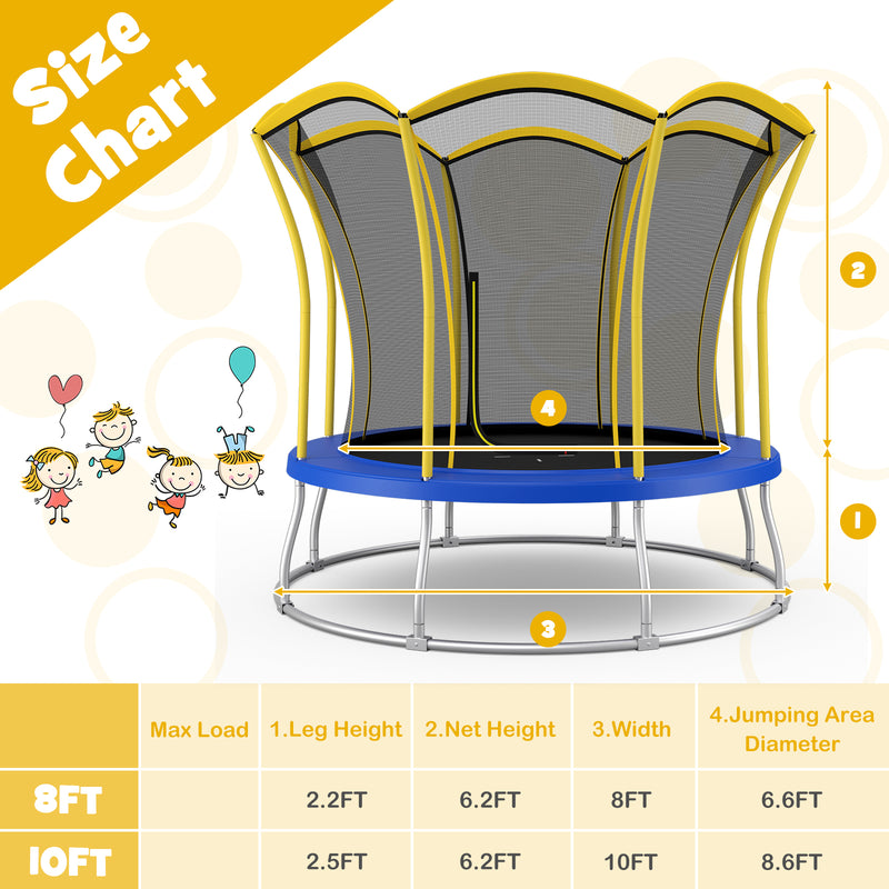 Costway - 10 Feet Unique Flower Shape Trampoline with Galvanized Steel Frame-Yellow