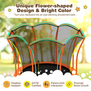 Costway - 8 Feet Outdoor Unique Flower Shape Trampoline with Enclosure Net-Orange