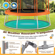 Costway - 8 Feet Outdoor Unique Flower Shape Trampoline with Enclosure Net-Orange