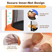 Costway - 8 Feet Outdoor Unique Flower Shape Trampoline with Enclosure Net-Orange