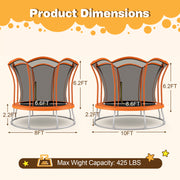 Costway - 8 Feet Outdoor Unique Flower Shape Trampoline with Enclosure Net-Orange